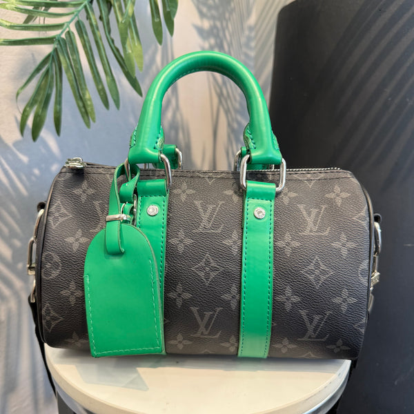 Lv Keepall Bandoulière 25 Monogram Eclipse Reverse Green