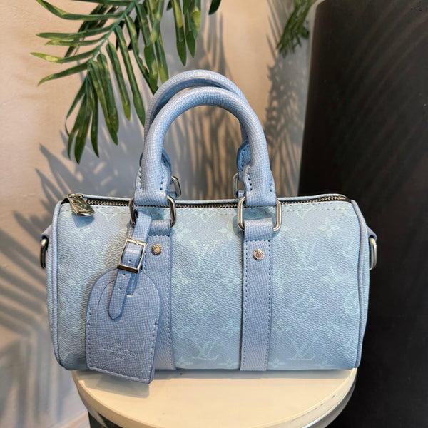 Lv Keepall Bandoulière 25 Monogram Light Blue