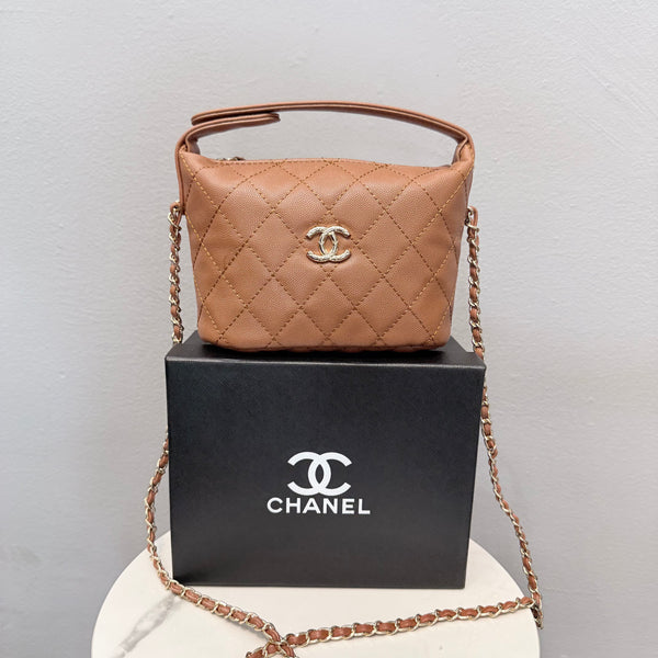 Chanel Quilted Chain Hobo Taba
