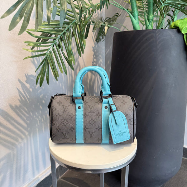 Lv Keepall Bandoulière 25 Monogram Eclipse Reverse Turquoise